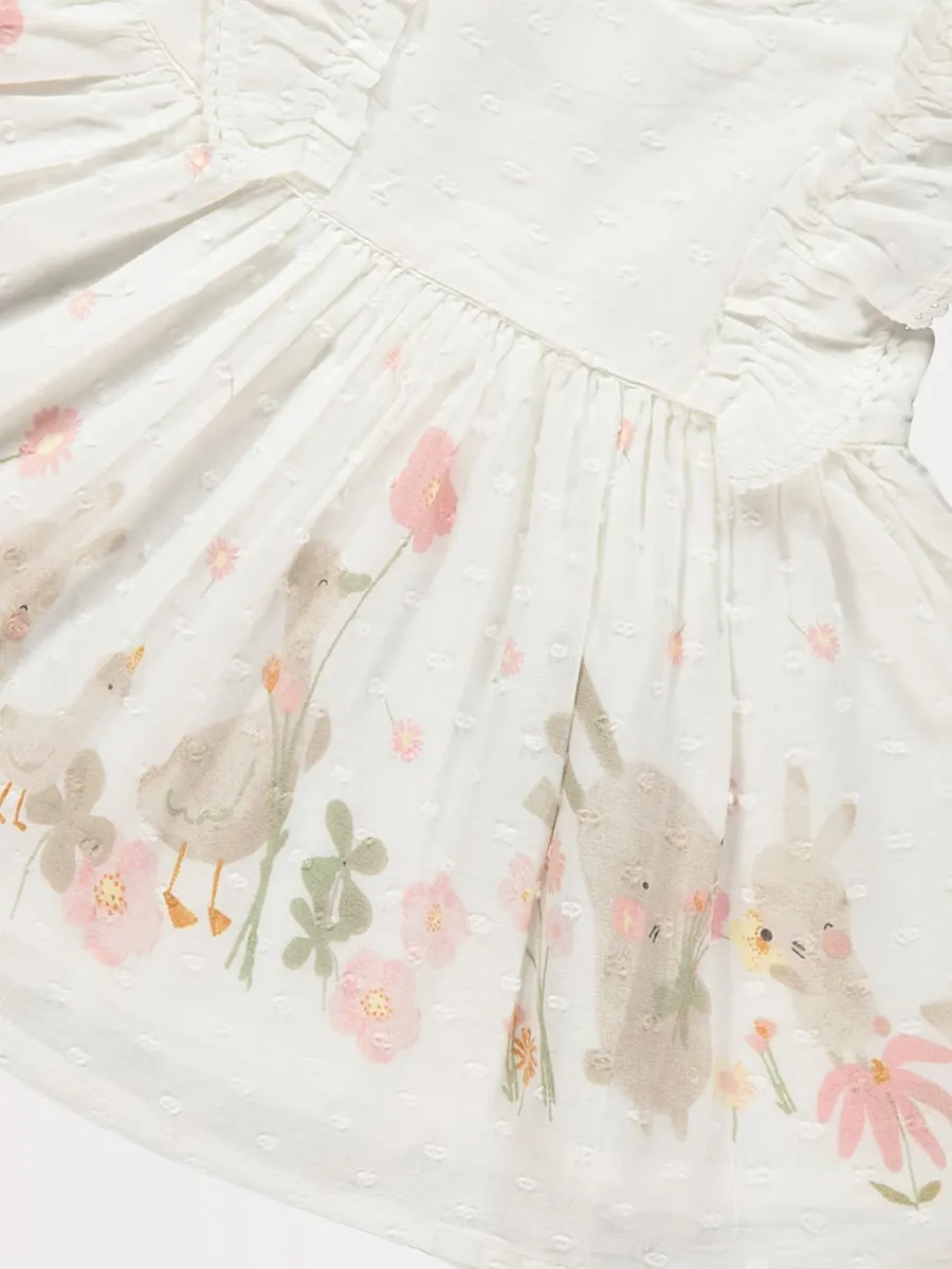 White Bunny Border Dress