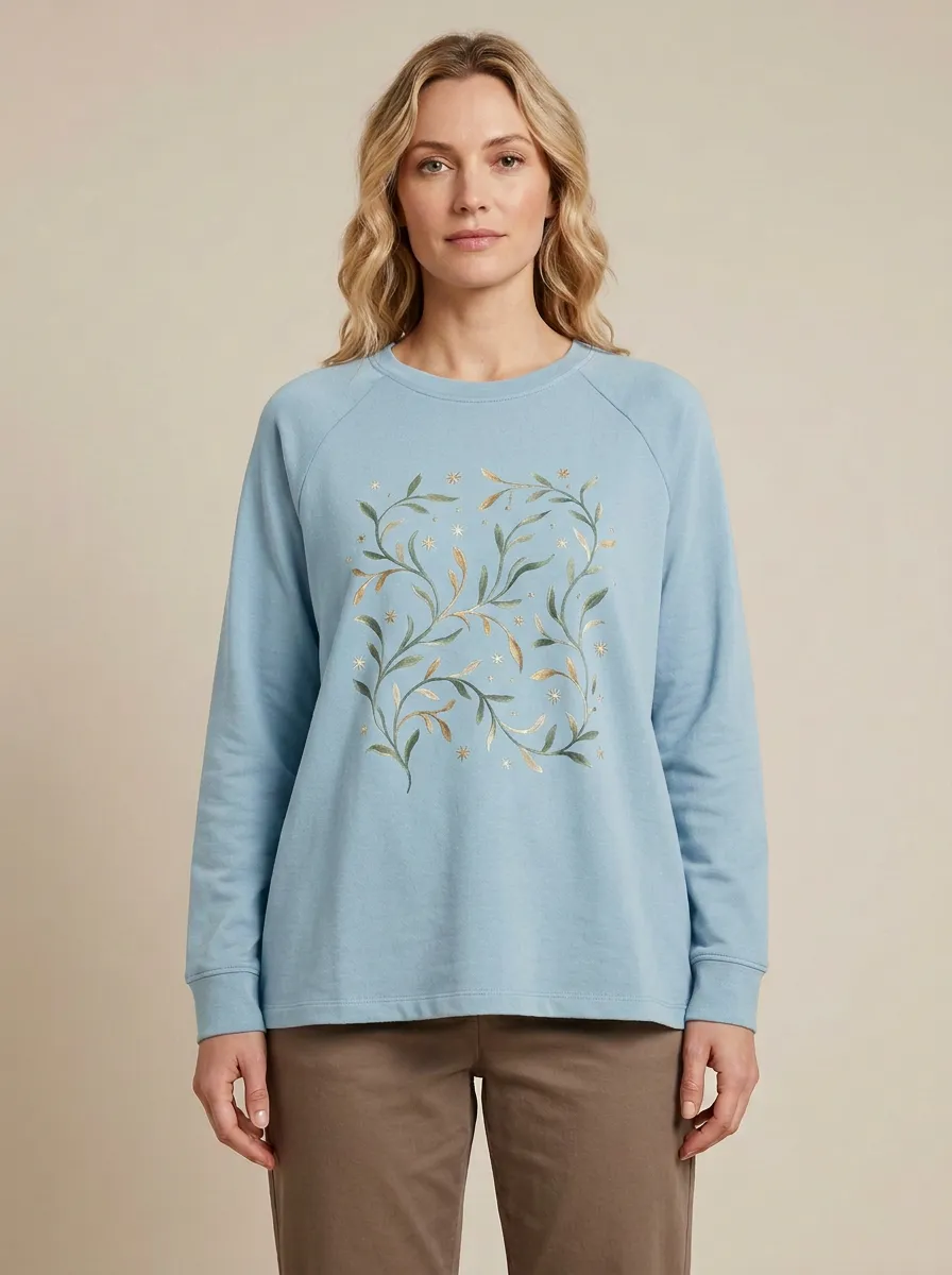 Women's Botanical Print Raglan Sweatshirt
