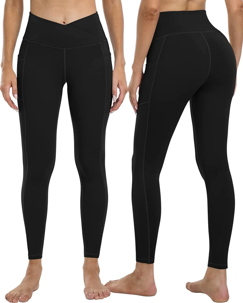 YOUNGCHARM 4 Pack Leggings with Pockets for Women,High Waist Tummy Control Workout Yoga Pants