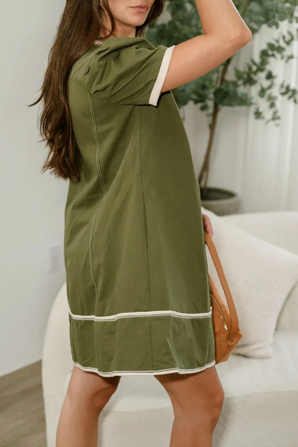 Front Zipper Round Neck Dress
