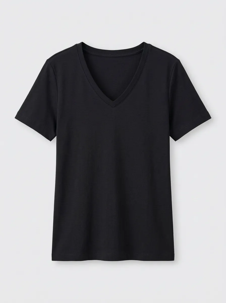 Women's Straight-Hem Regular-Fit V-Neck T-Shirt