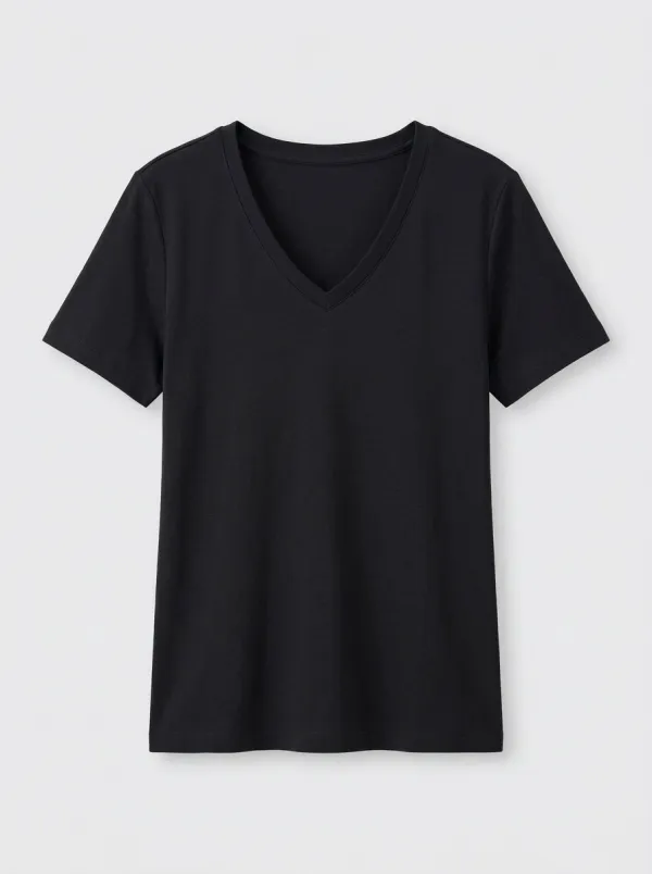 Women's Straight-Hem Regular-Fit V-Neck T-Shirt