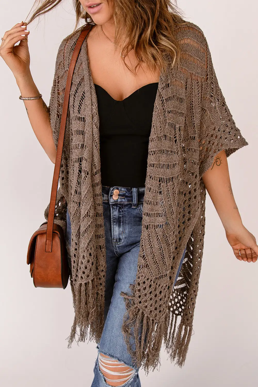 Swimwear Loose Knitwear Kimono with Slits