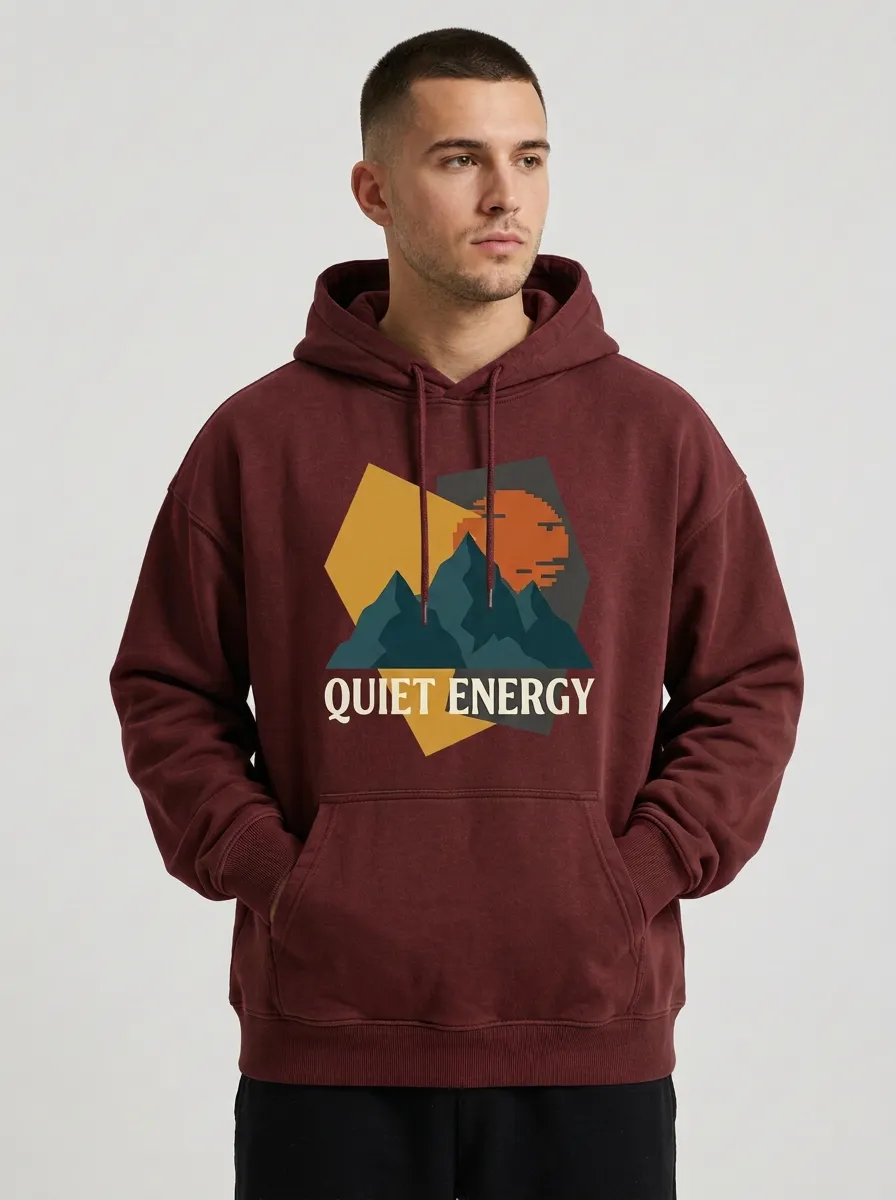 Unisex Mountain and Sun Chest Print Hoodie