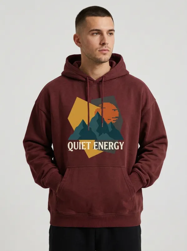 Unisex Mountain and Sun Chest Print Hoodie