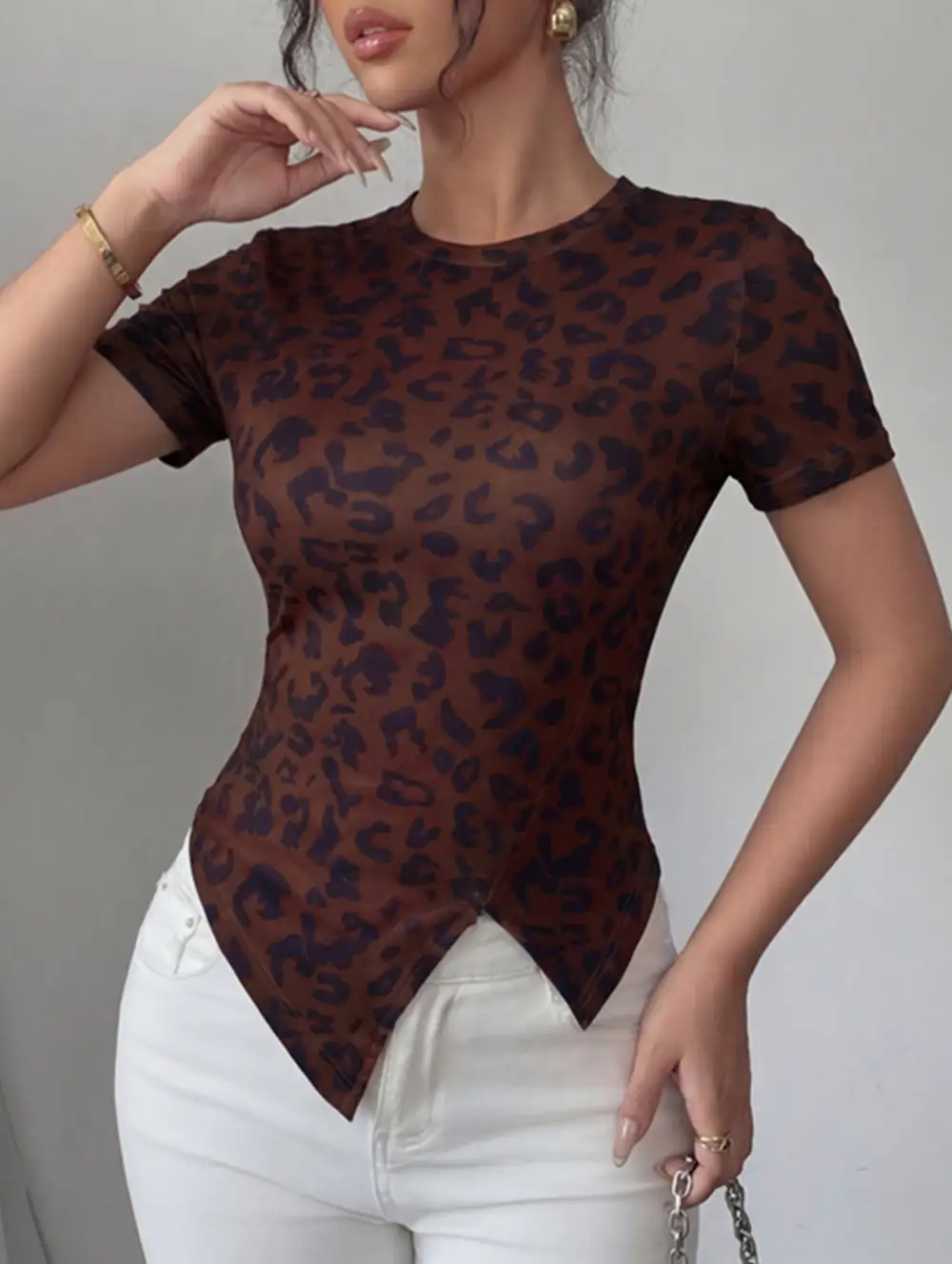 Floral Slit Slim Fit Tee