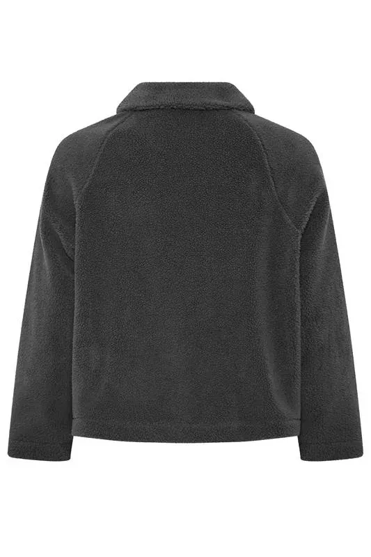 Grey Funnel Neck Borg Jacket