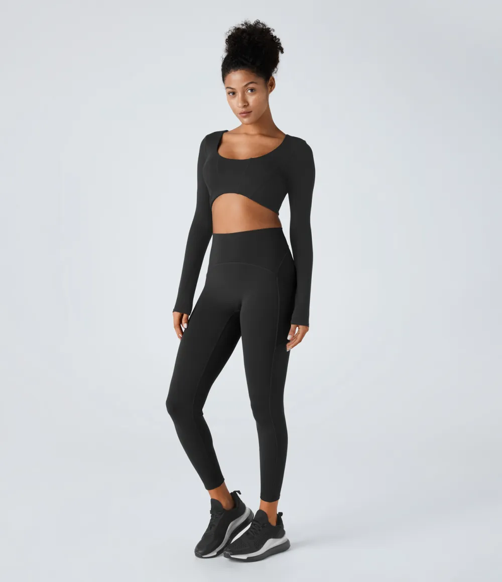 SpeedWave High Waisted Side Pocket Quick Dry 7/8 Running Leggings