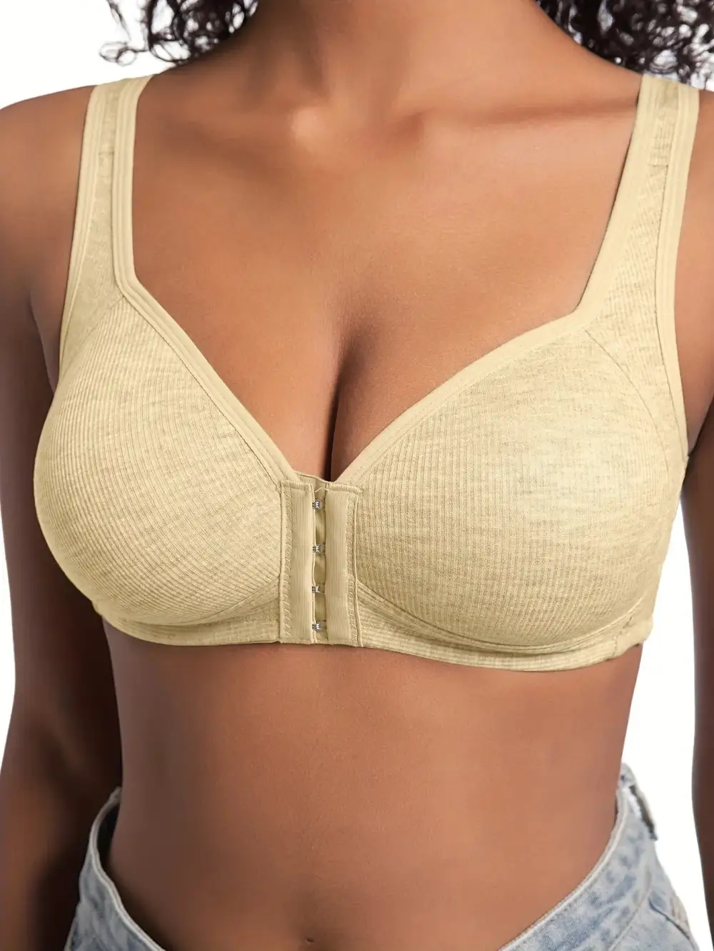 Front-Close Ribbed Bra