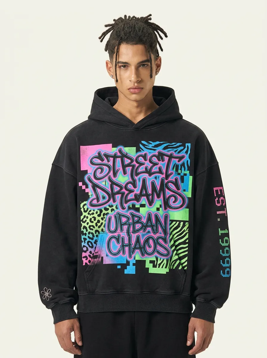 Unisex Modern Streetwear Graffiti Animal-Graphic Hoodie