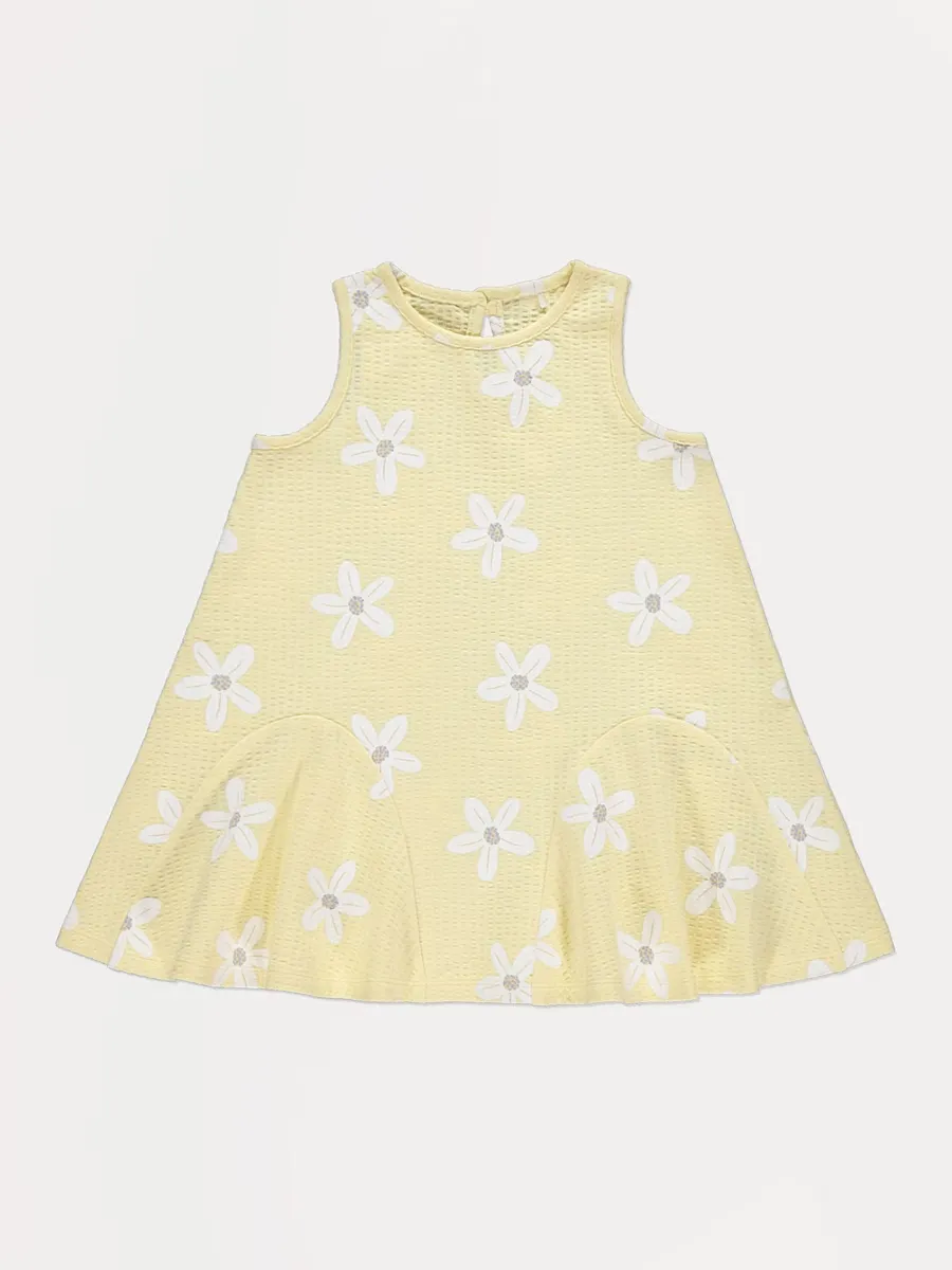 Yellow Daisy Ribbed Dress