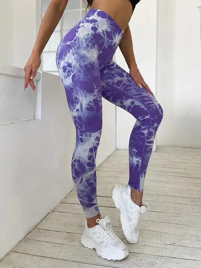 Seamless Fitness Gym Leggings Tie Dye Yoga Pants Tights High Waist