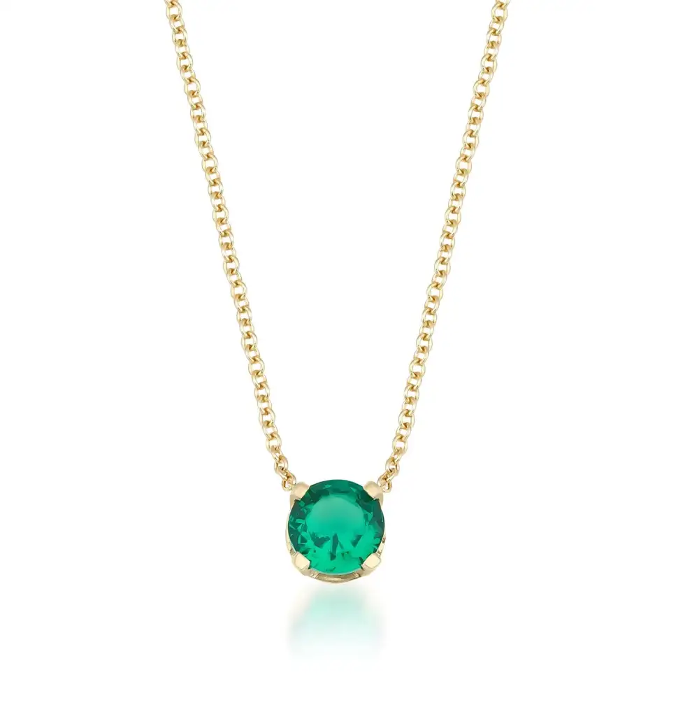 Delicate Prong Set Solitaire Emerald Necklace
