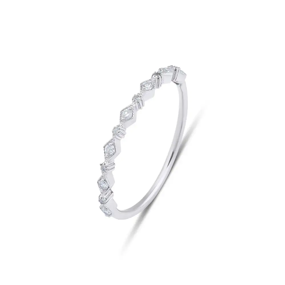 Women's Solid Gold Minimalist Natural Diamond Ring