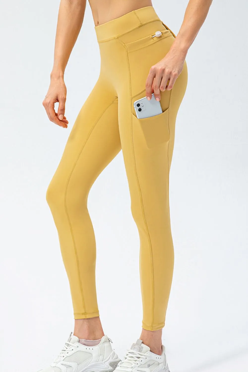 Slim Fit High Waist Long Sports Pants With Pockets