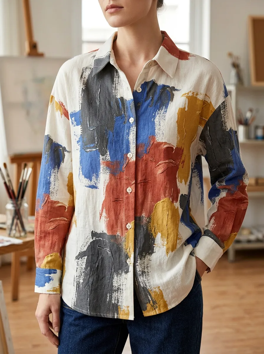 Women's Abstract Art Lover Brushstroke Abstract Art Shirt