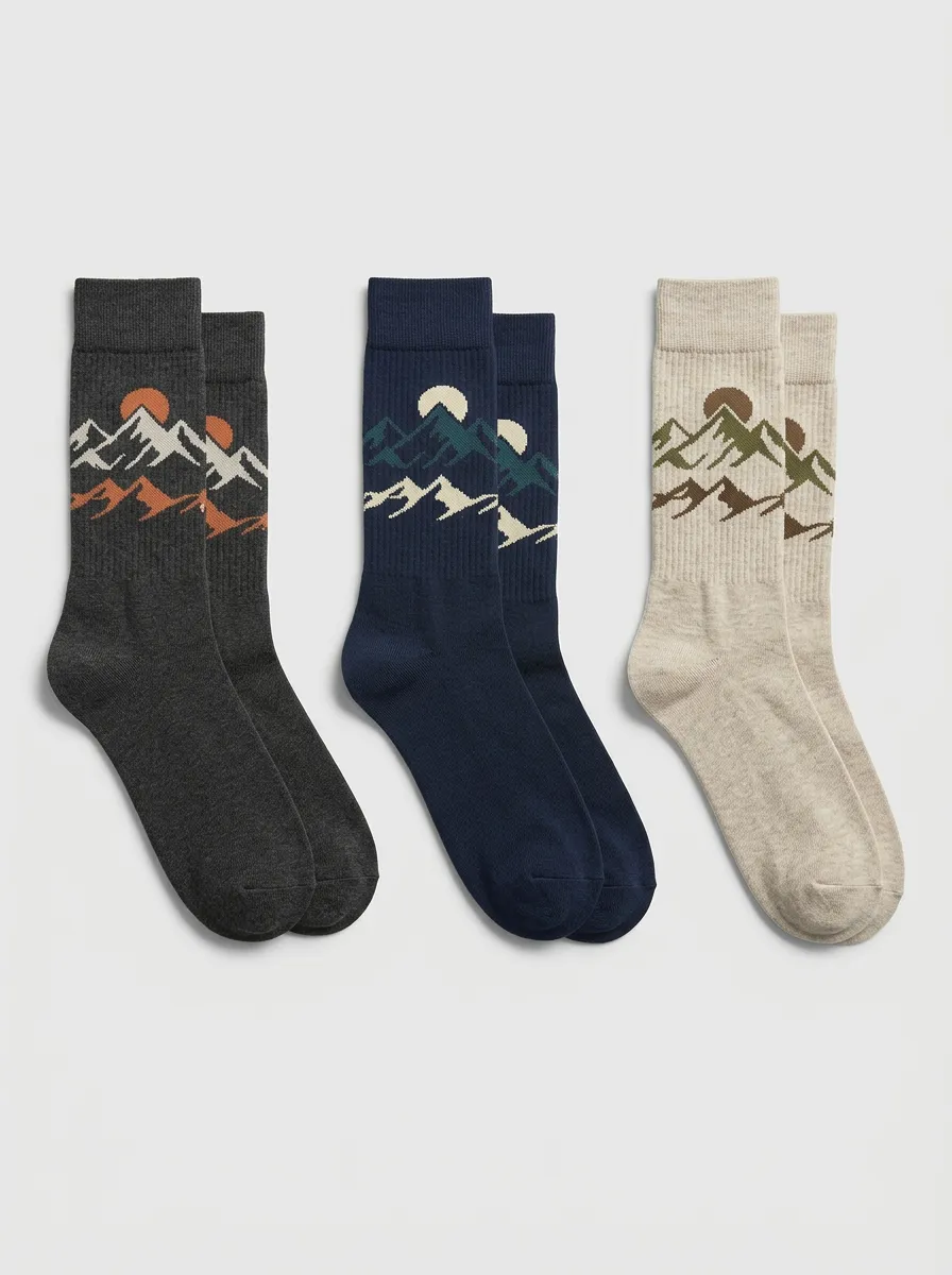 Men's Mountain Sunset Graphic Crew Sock Set