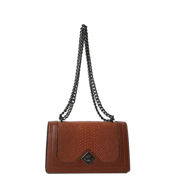 Snake Print Shoulder Crossbody Chain Square Bag