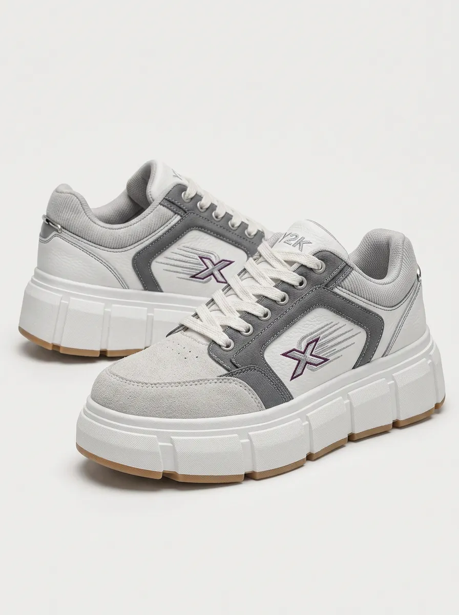 Men's Y2K Streetwear X-Logo Printed Platform Sneakers