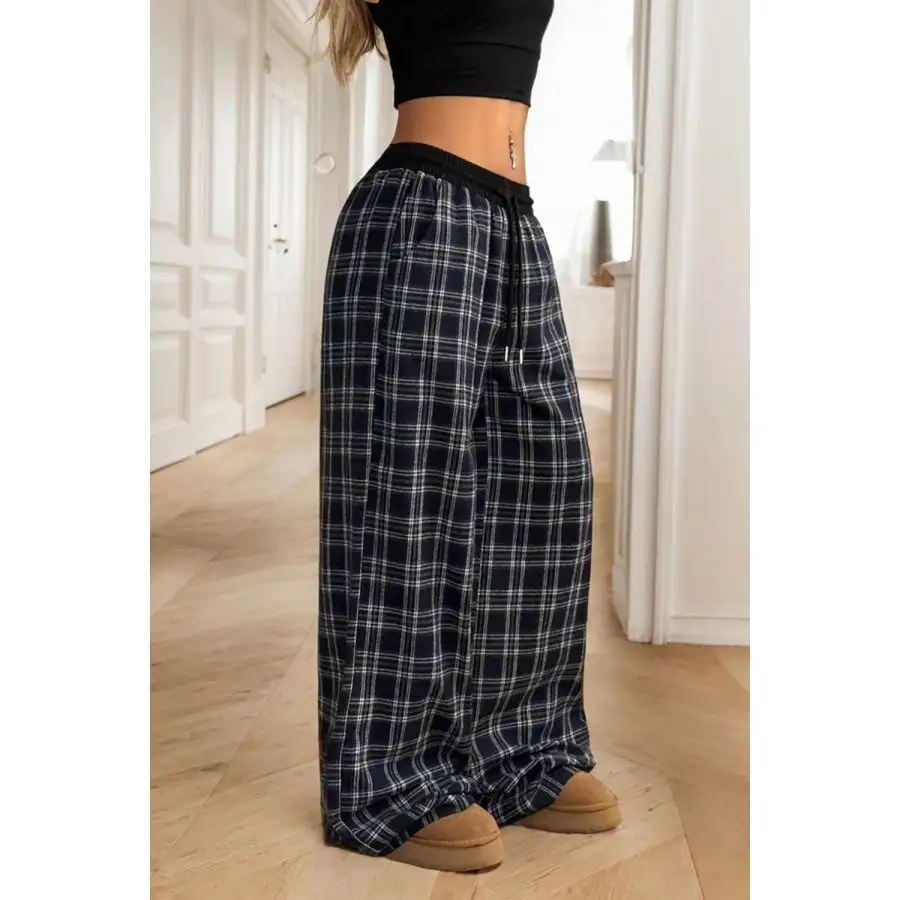 Classic Plaid Wide Leg Pants