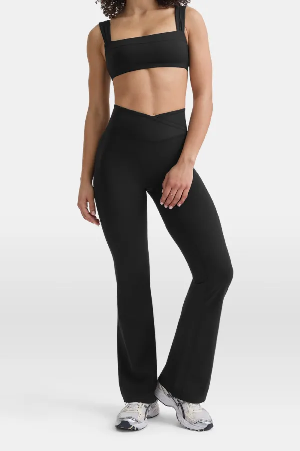 Wrap Waist Clean Front Flared Leggings