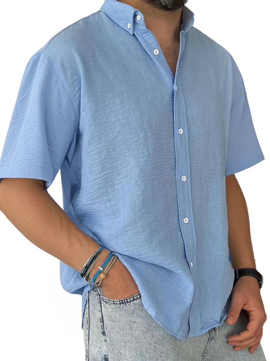 Short Sleeve Pleated Front Shirt