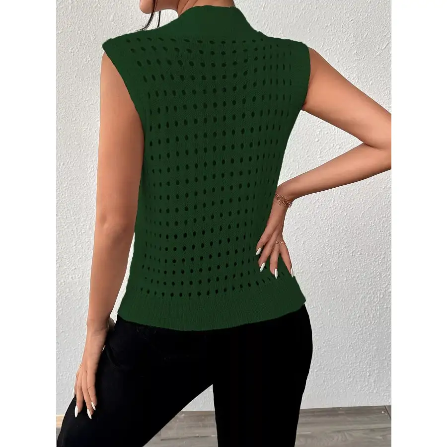Hollow Out Round Neck Knit Tank