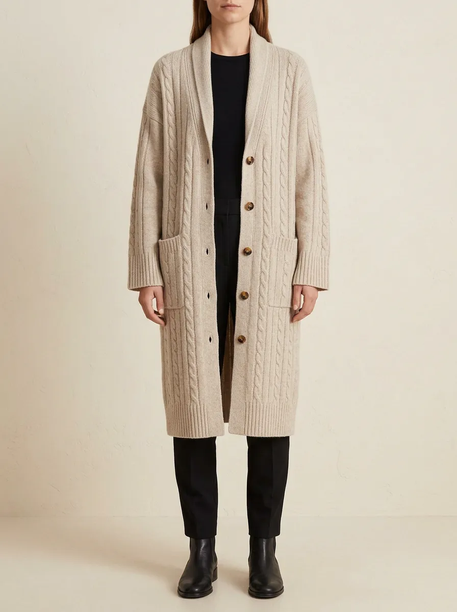 Women's Everyday Cable Knit Button Detail Knit Cardigan