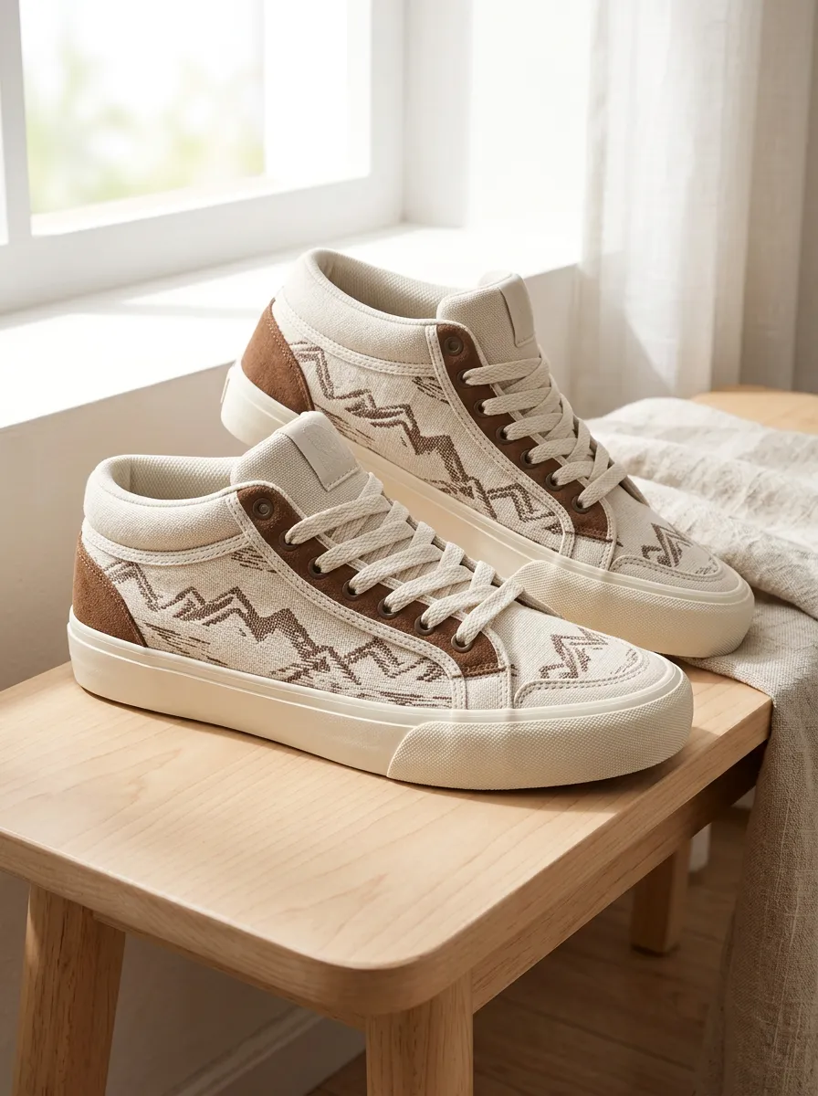 Women's Mountain Landscape Pattern Printed Canvas Sneakers