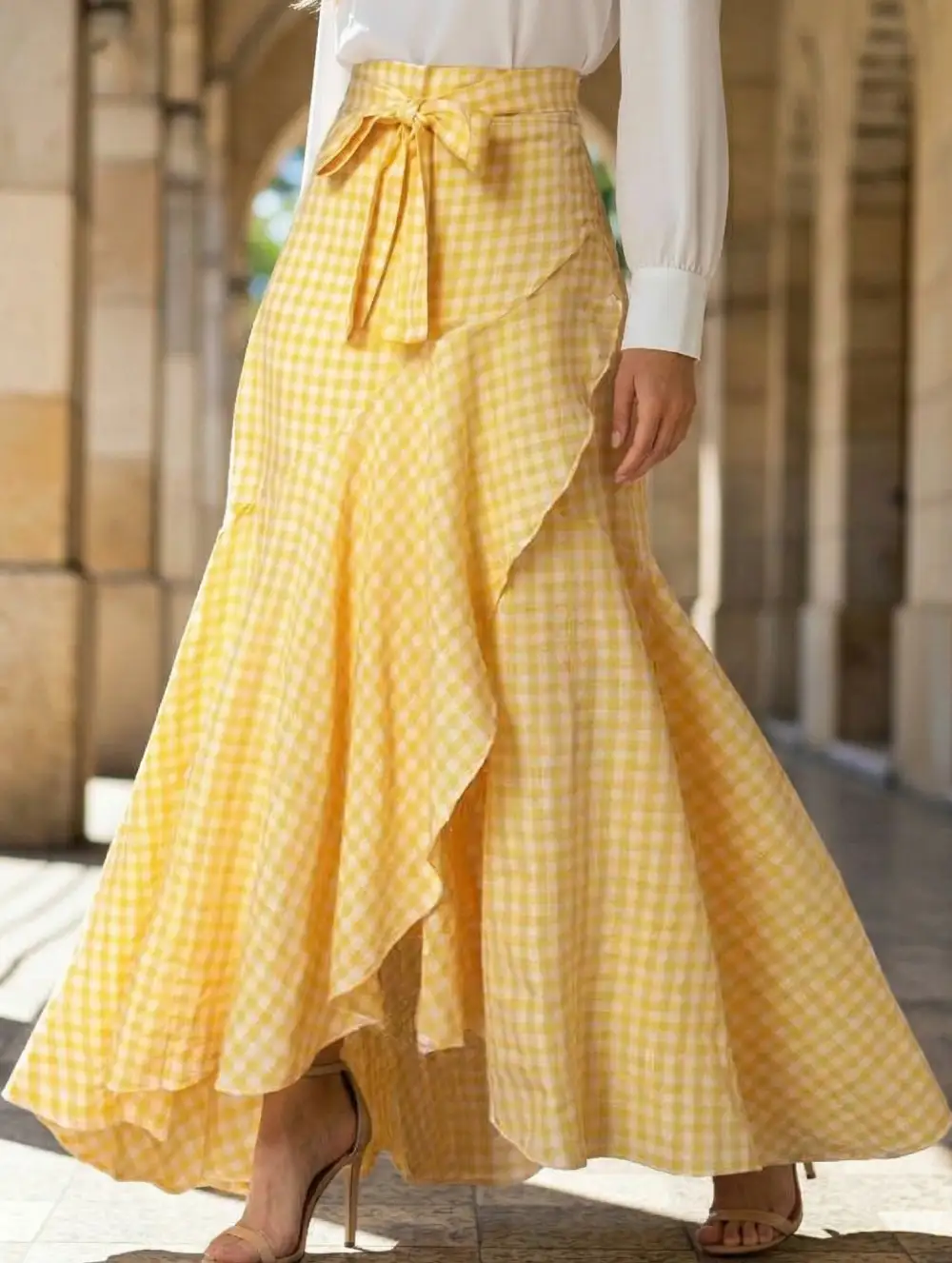 Ruffle Hem Maxi Skirt