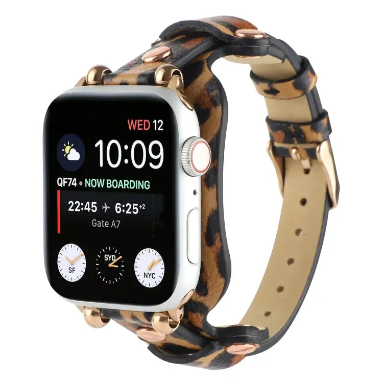 Bracelet Genuine Leather Watch Band for Watch Series 9 & 8 & 7 41 mm / SE 3 & SE 2 & 6 & SE & 5 & 4 40 mm / 3 & 2 & 1 38 mm - Leopard Print