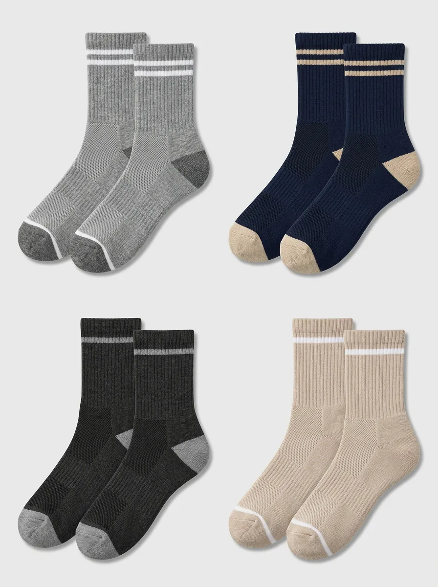 Men's Sporty Striped Crew Sock Set