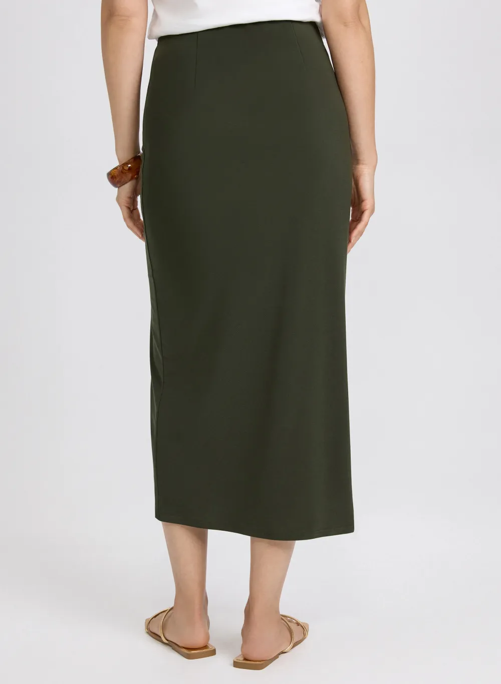 Irregular Pleated A-Line Skirt In Army