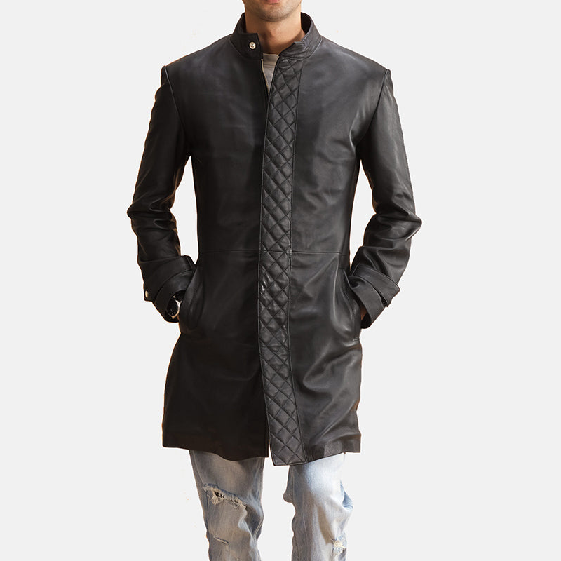Men's Leather Quilted Coat