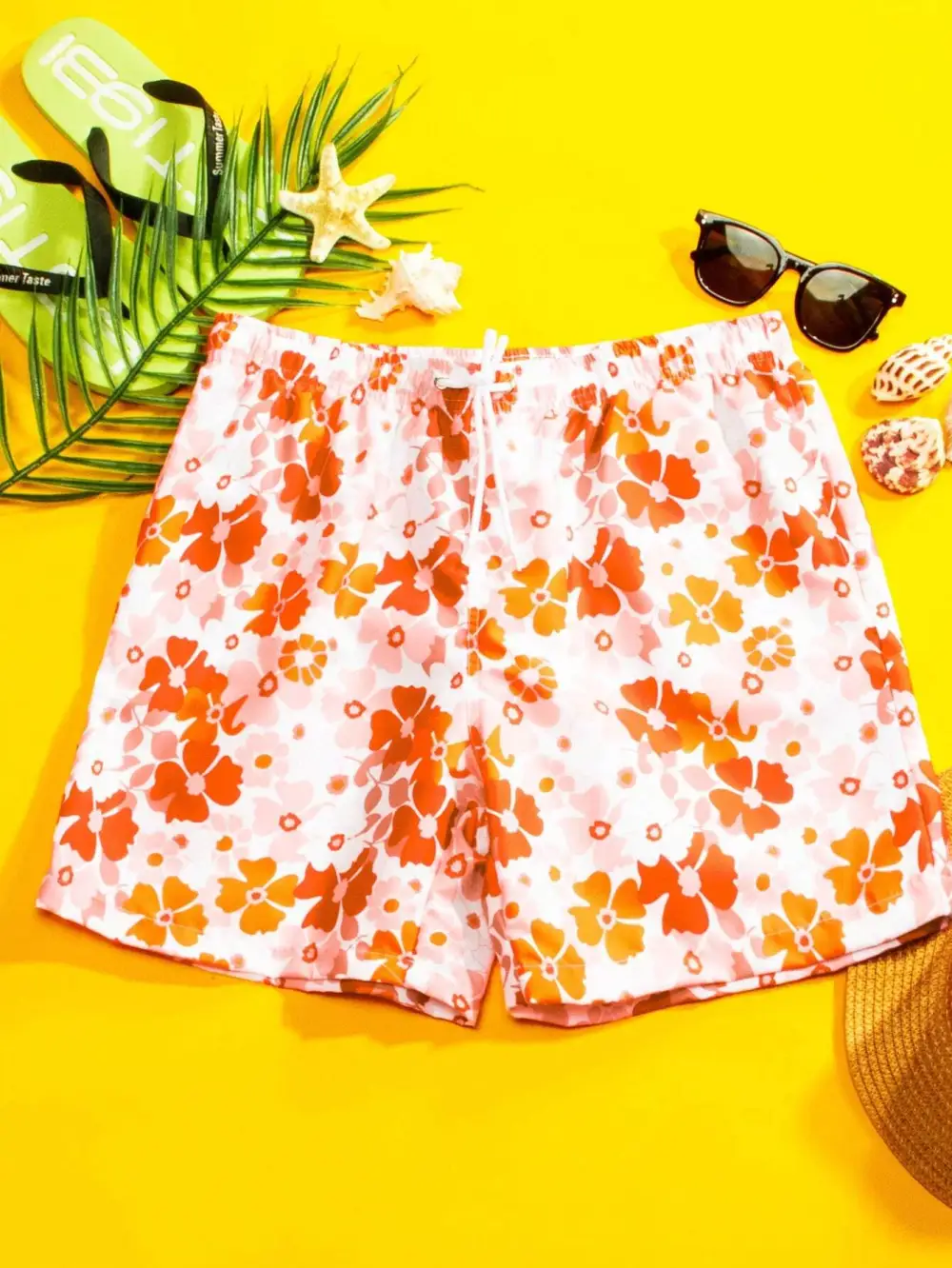 Men's Coastal Allover Print Floral Swim Trunks