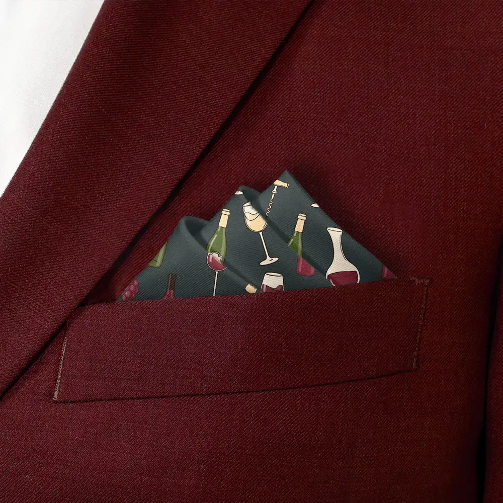 Refined Sleek Novelty Food And Drink Motif Pocket Square