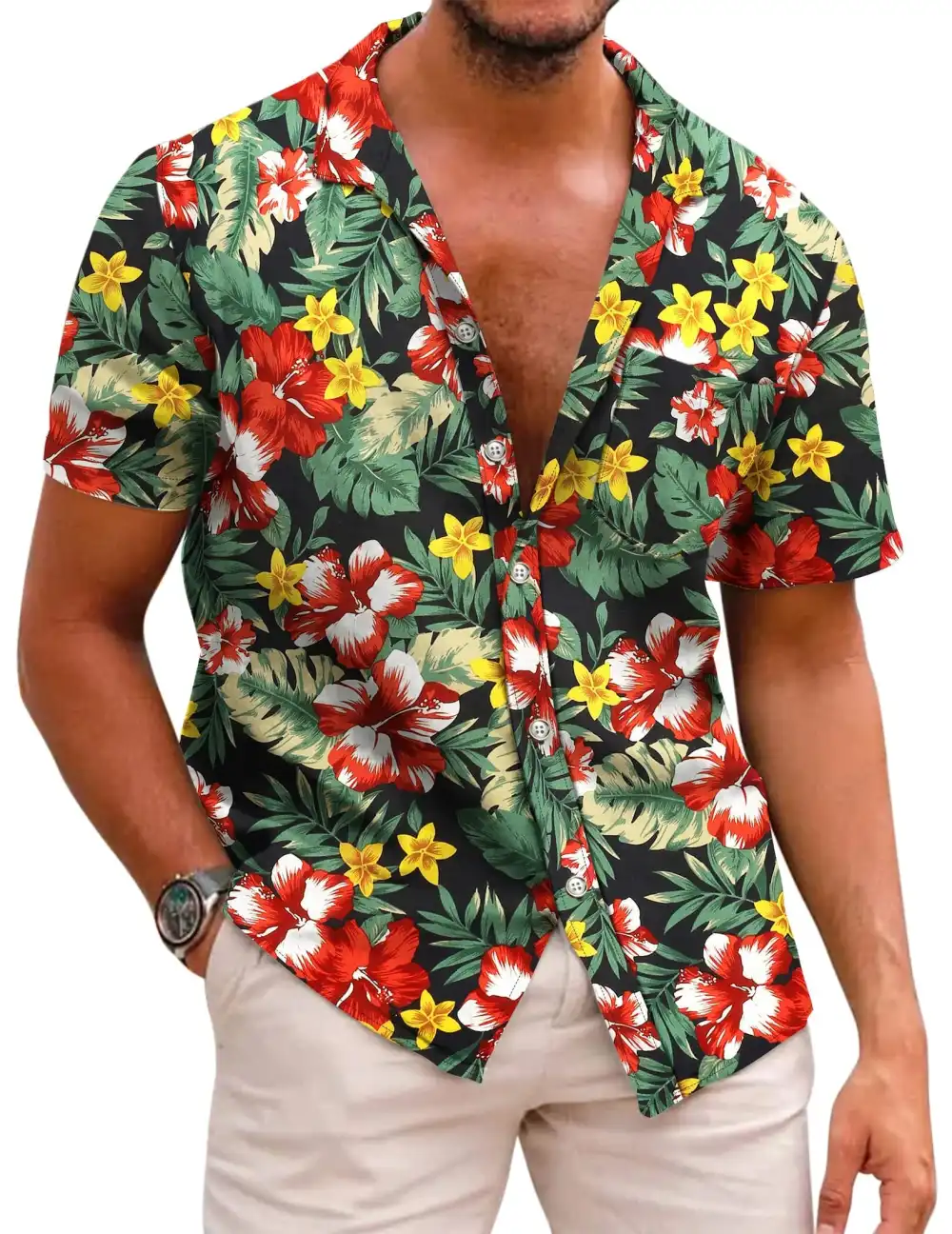 Cotton Linen Printed Button Front Shirt