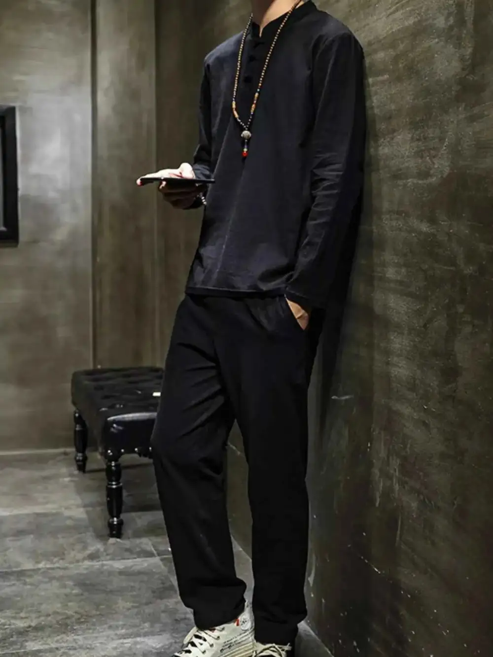 Button Detail Long Sleeve Top and Pants Set