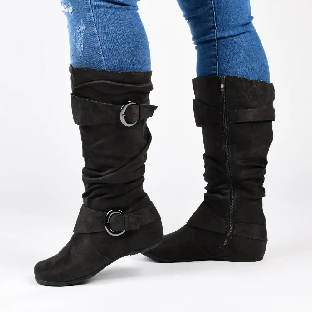 Slouchy Buckle Extra Wide Calf Boots