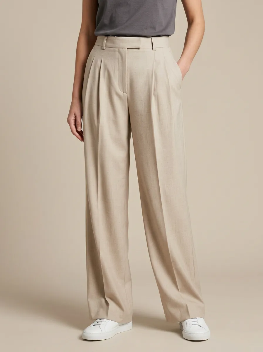 Versatile Pleated High Rise Wide Leg Trousers