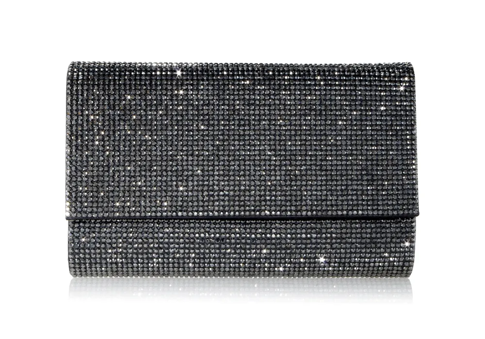 Luminous Faceted Frame Embellished Clutch