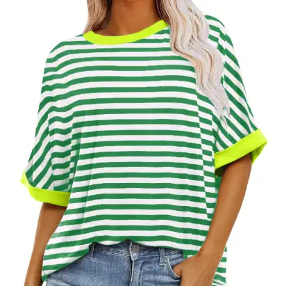 Striped Crewneck Short Sleeve Pullover