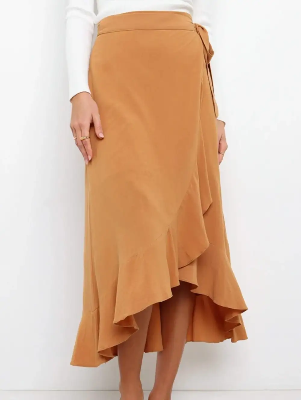 Tie Waist Irregular Skirt