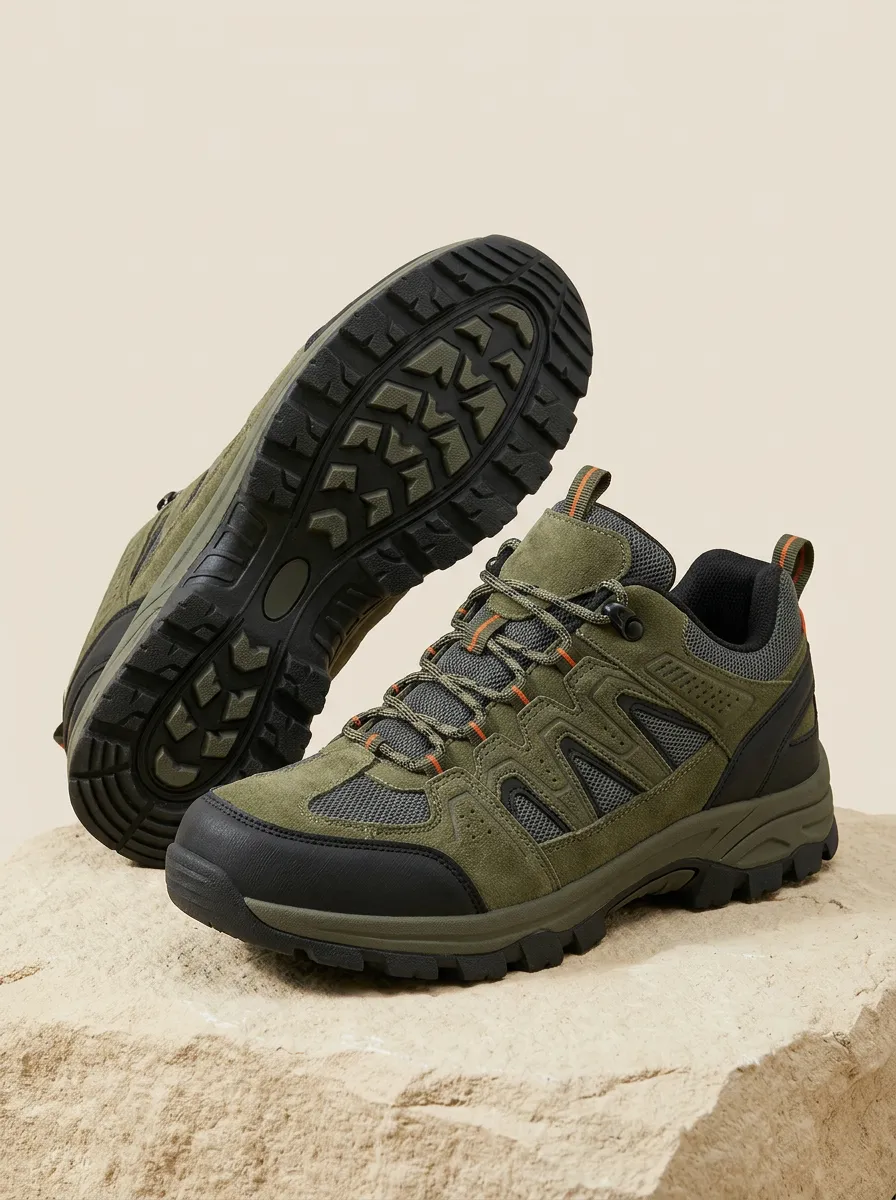 Men's Outdoor Hiking Suede Mesh Trekking Shoes