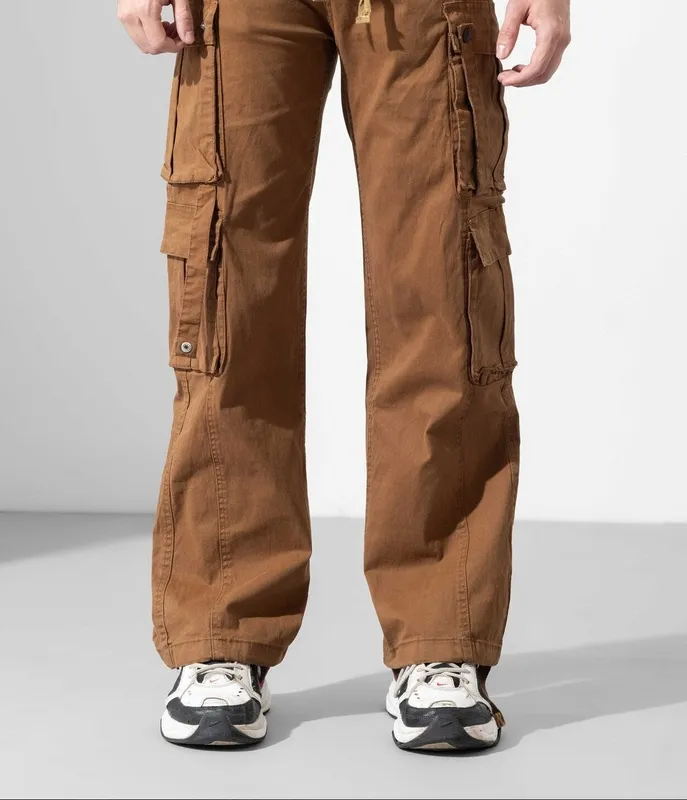Dark Brown Drawstring Cargo Pants