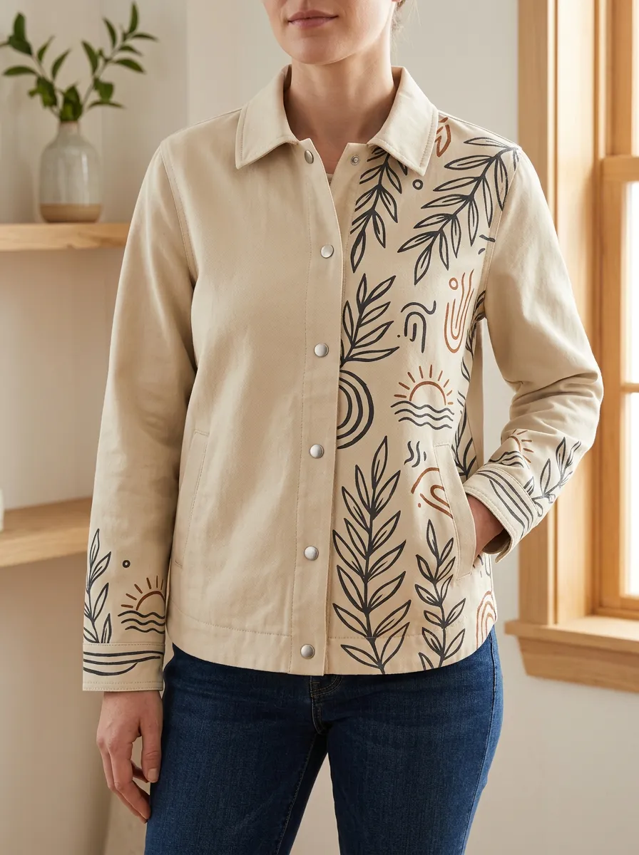 Women's Relaxed Boho Nature Lover Botanical Sun Jacket