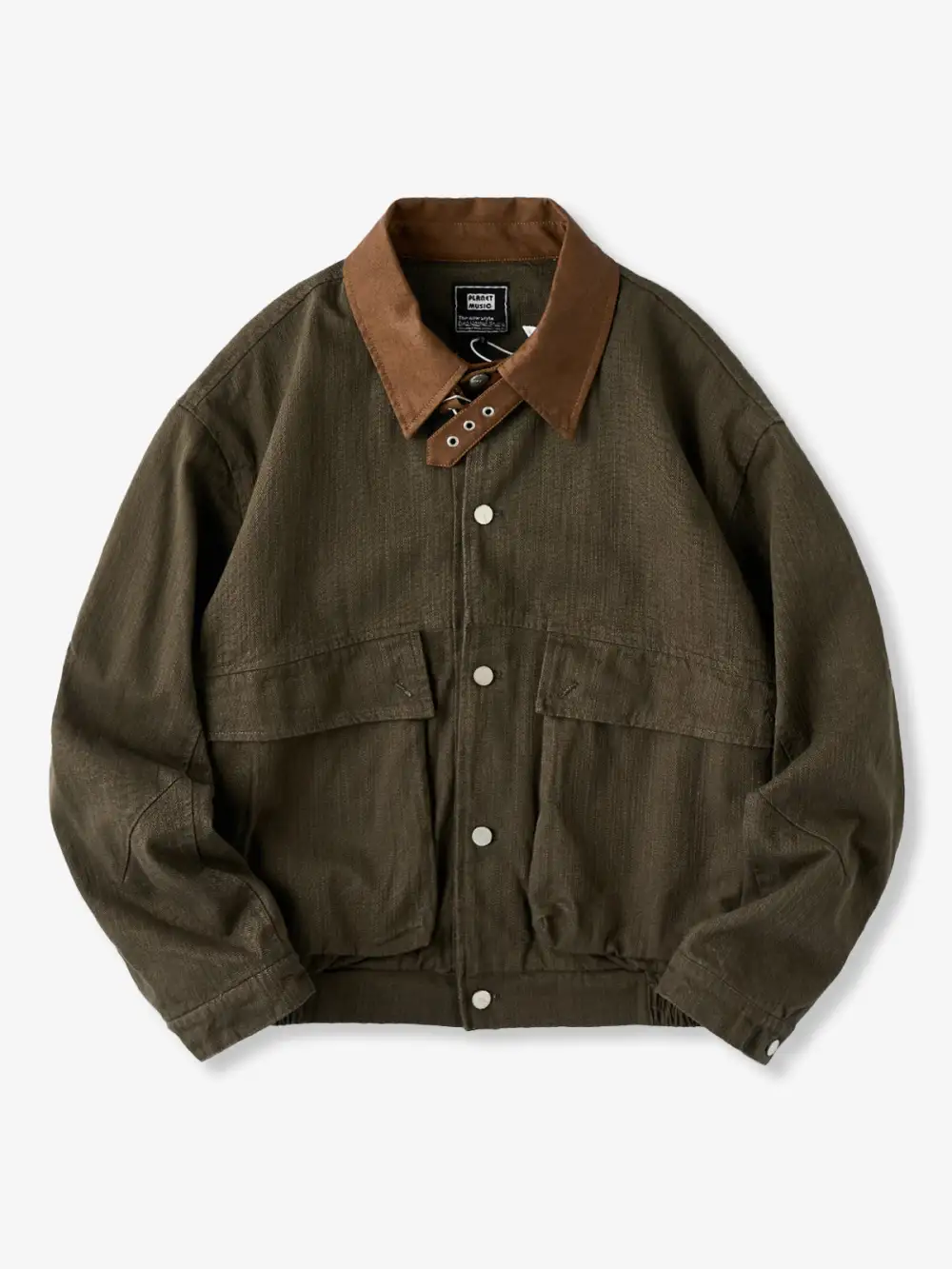 Men's Leather Button Front Field Jacket