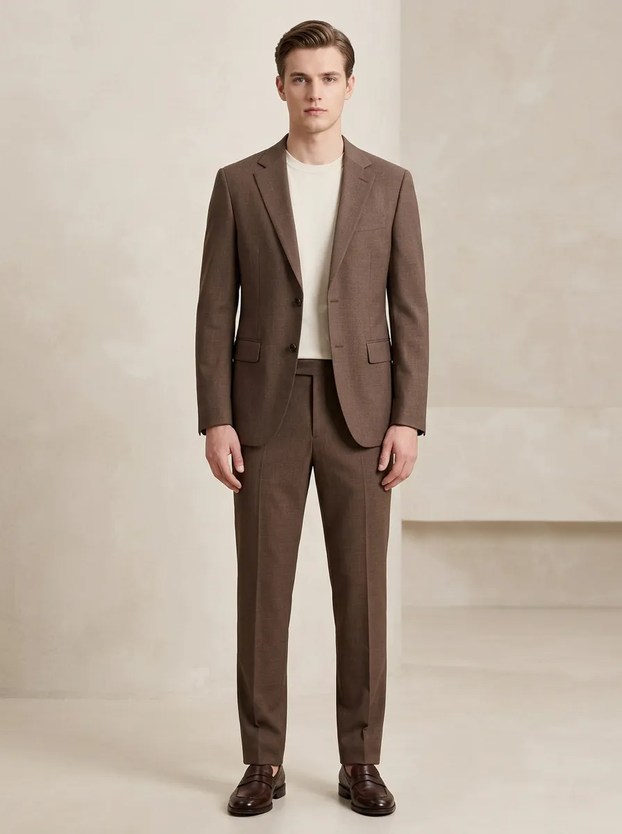 Men's Brown Two-Button Tailored Suit