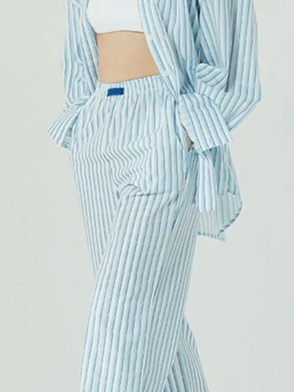 Relaxed Elastic Waist Wide Leg Pants