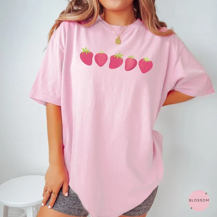 Strawberry Print Cotton Tee